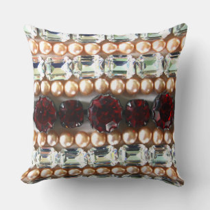 Rubies, Rhinestone, diamonds, jewellery, pearls Cushion
