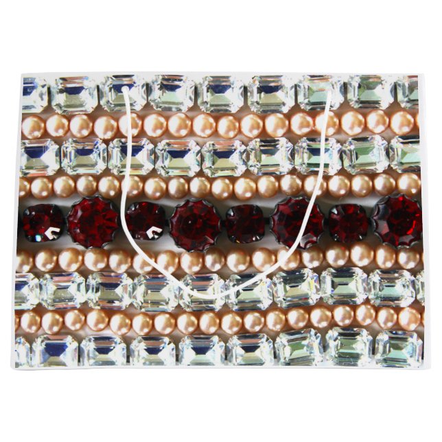Rubies, Rhinestone, diamonds, jewellery, pearls Large Gift Bag (Front)