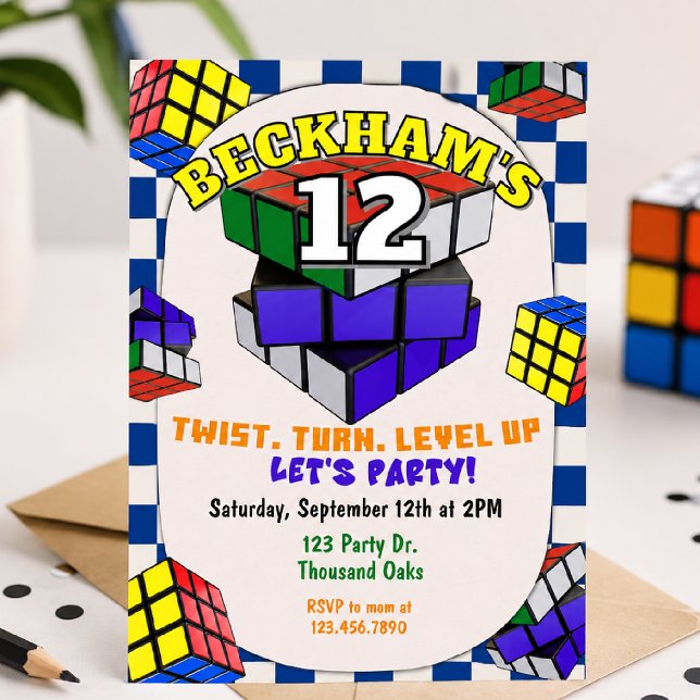 Rubik's Cube Birthday | Puzzle Cube Party Invitation (Creator Uploaded)