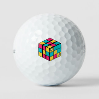 Rubik's Cube Classic 90s Nostalgia Pink Teal Black Golf Balls
