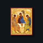 Rublev Trinity at the Table Canvas Print<br><div class="desc">Antique Andrei Rublev artwork/icon depicting the Father,  Son,  and Holy Ghost seated at a table.  The images appear to have angel wings.</div>