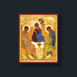 Rublev Trinity at the Table Canvas Print<br><div class="desc">Antique Andrei Rublev artwork/icon depicting the Father,  Son,  and Holy Ghost seated at a table.  The images appear to have angel wings.</div>