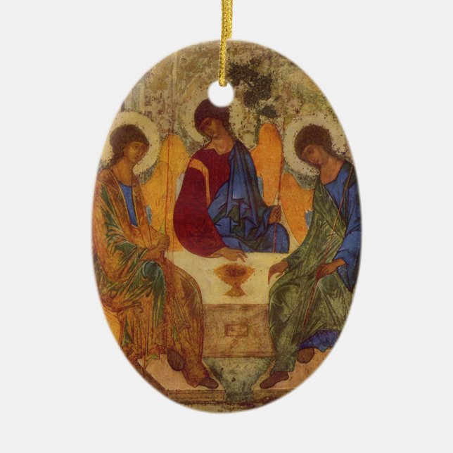 Rublev Trinity at the Table Ceramic Tree Decoration (Front)
