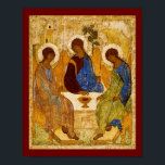 Rublev Trinity at the Table Poster<br><div class="desc">Antique Andrei Rublev artwork/icon depicting the Father,  Son,  and Holy Ghost seated at a table.  The images appear to have angel wings.</div>