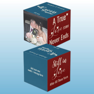 Ruby 40 years anniversary red blue photo cube