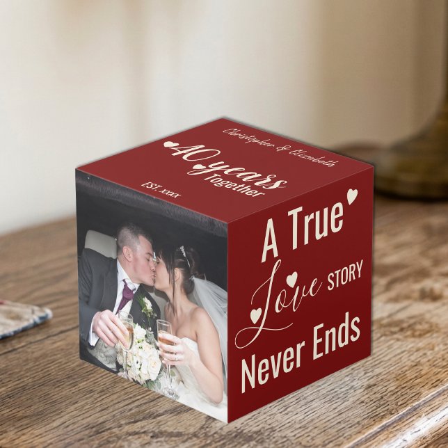 Ruby 40 years anniversary red cream photo cube (Creator Uploaded)
