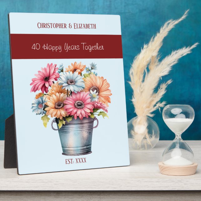 Ruby 40th anniversary flowers names blue plaque (Side)