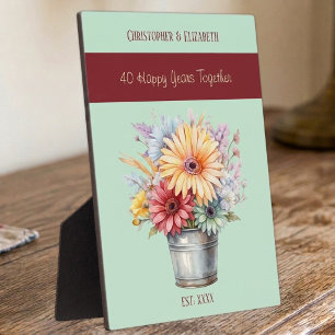 Ruby 40th anniversary flowers names green plaque
