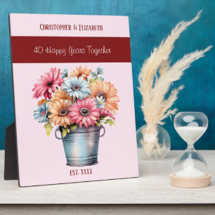 Ruby 40th anniversary flowers names pink plaque