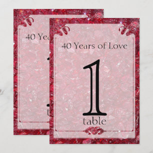 Ruby 40th Anniversary Table Number