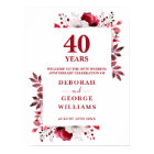 Ruby 40th Elegant Wedding Anniversary Welcome Sign