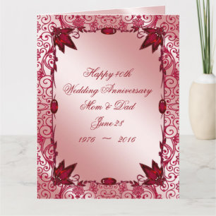 Ruby 40th Wedding Anniversary 8.5x11 Card