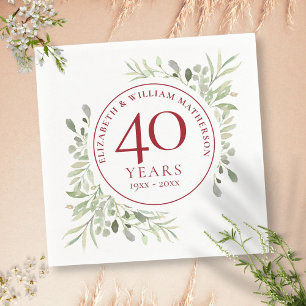 Ruby 40th Wedding Anniversary Country Greenery Napkin