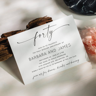 Ruby 40th Wedding Anniversary   Minimalist Modern Invitation
