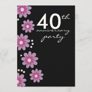 Ruby 40th Wedding Anniversary Party Invitations