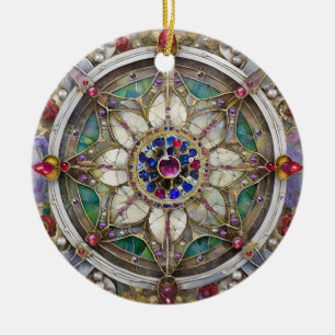Ruby, Amethyst, Sapphire and, Pearl Mandala Ceramic Tree Decoration