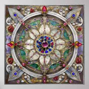 Ruby, Amethyst, Sapphire and, Pearl Mandala Poster