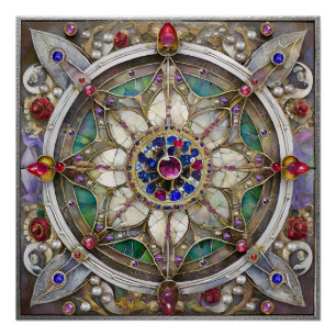 Ruby, Amethyst, Sapphire and, Pearl Mandala Poster