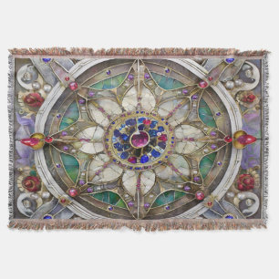 Ruby, Amethyst, Sapphire and, Pearl Mandala Throw Blanket