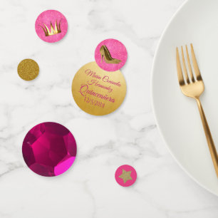 Ruby and Gold Custom Quinceanera Confetti