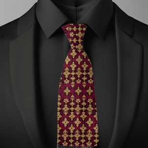 Ruby and Gold Pattern Necktie