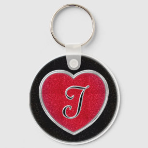Ruby and Onyx Heart Keychain