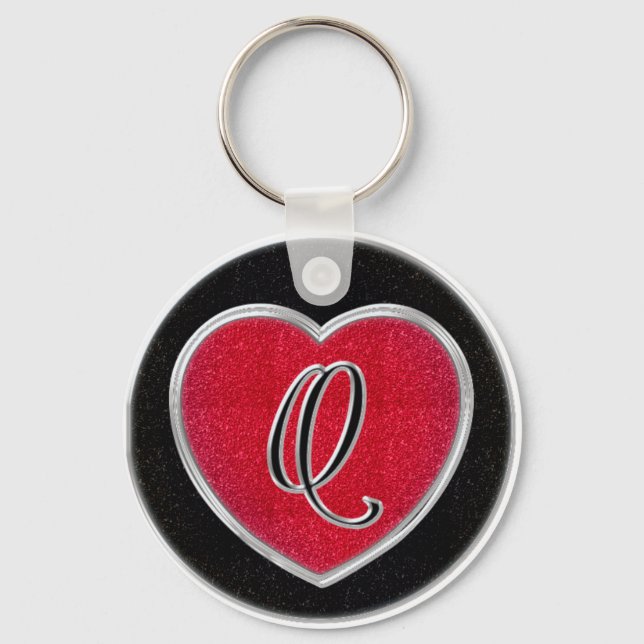 Ruby and Onyx Monogram Keychain (Front)