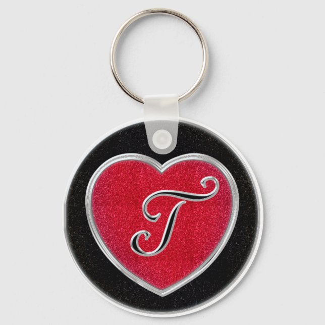 Ruby and Onyx Monogram Keychain (Front)