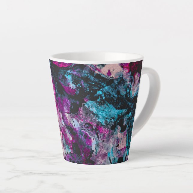Ruby and Sapphire Crystal Geode Abstract Latte Mug (Right Angle)