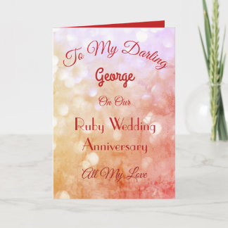 Ruby Anniversary Husband Greeting Card. Card