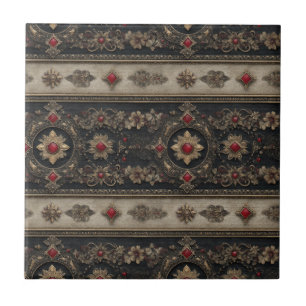 Ruby Baroque Gothic Elegance Pattern Tile
