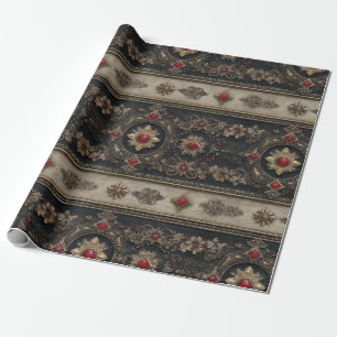 Ruby Baroque Gothic Elegance Pattern Wrapping Paper
