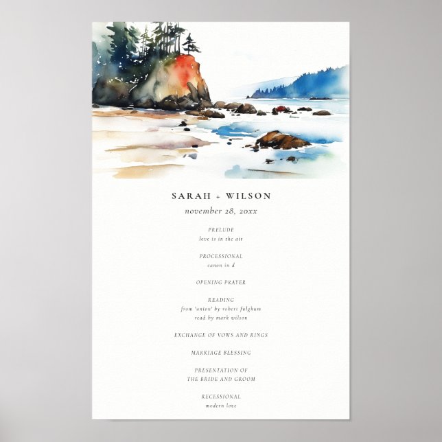 Ruby Beach Olympic National Park Wedding Program Poster (Front)
