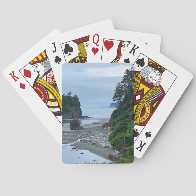 Ruby Beach Sunset Washington Coast Seascape Playing Cards (Back)