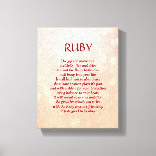 Ruby birthstone - July poem art canvas