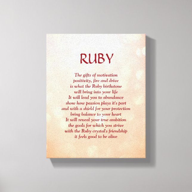 Ruby birthstone - July poem art canvas (Front)