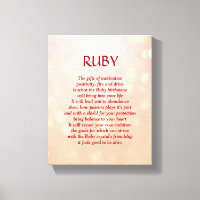 Ruby birthstone - July poem art canvas