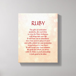 Ruby birthstone - July poem art canvas Print