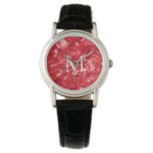 Ruby Birthstone Monogram Personalized Name Watch