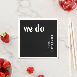 Ruby Black Modern Wedding Napkin