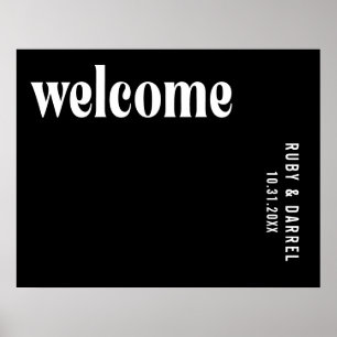 Ruby Black Modern Wedding Poster