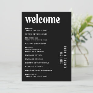 Ruby Black Modern Wedding Programme