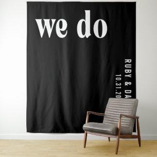 Ruby Black Modern Wedding Tapestry