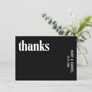 Ruby Black Modern Wedding Thank You Card