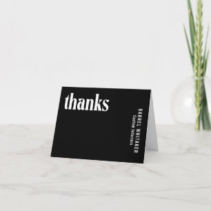 Ruby Black Modern Wedding Thank You Card