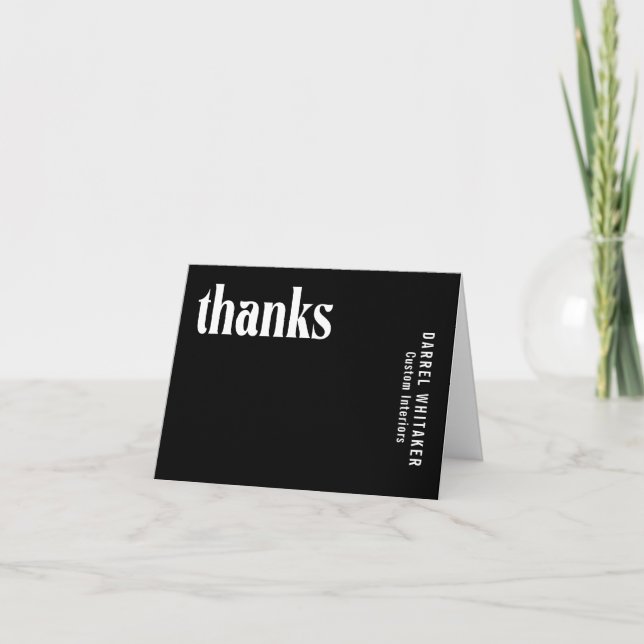 Ruby Black Modern Wedding Thank You Card (Front)