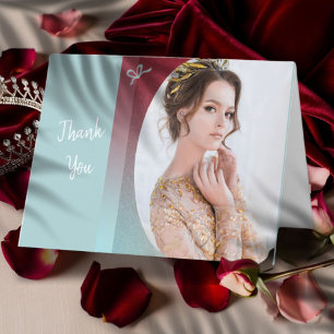 Ruby Blue Ombre Folded Thank You Card