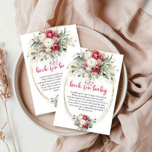 Ruby blush floral baby shower book request card 