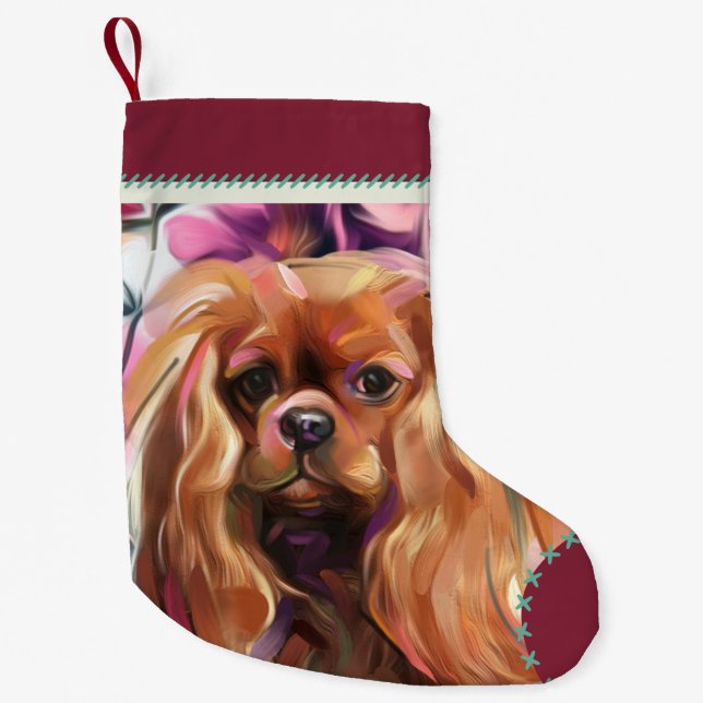 Ruby Cavalier Christmas Stocking | red turquoise (Front)