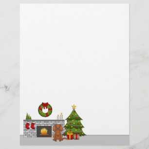 Ruby Cavalier Dog In A Festive Christmas Room Custom Letterhead
